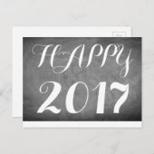 Happy 2017 Handwriting Typografie Schwarz-weiß Postkarte (Vorne/Hinten)