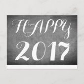 Happy 2017 Handwriting Typografie Schwarz-weiß Postkarte (Vorderseite)