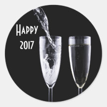 Happy 2017 Schwarz-weiß Champagne Brille Festival