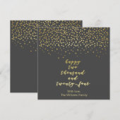 Happy 2024 - Black & Imitate Gold Script & Confett (Vorne/Hinten)