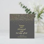 Happy 2024 - Black & Imitate Gold Script & Confett (Stehend Vorderseite)