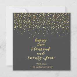 Happy 2024 - Black & Imitate Gold Script & Confett