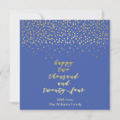 Happy 2024 - Blue & Imitate Gold Script & Confetti (Vorderseite)