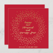 Happy 2024 - Gold Script & Wreath New Year Card (Vorne/Hinten)