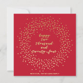 Happy 2024 - Gold Script & Wreath New Year Card (Vorderseite)