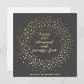 Happy 2024 - Gold Script & Wreath New Year Card (Vorne/Hinten)