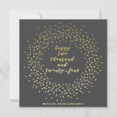Happy 2024 - Gold Script & Wreath New Year Card (Vorderseite)