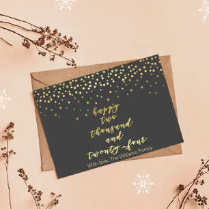 Happy 2024 - Goldenes Drehbuch & Confetti - Neujah Postkarte