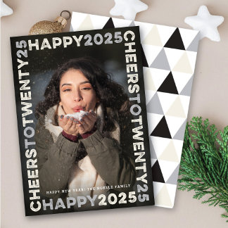 Happy 2025 Blocks Frame Typografy New Year Foto Feiertagskarte