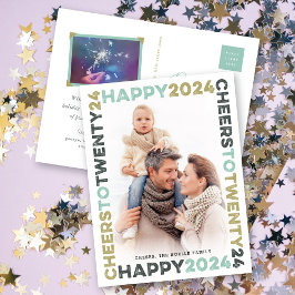 Happy 2025 Blocks Frame Typografy New Year Foto Feiertagspostkarte