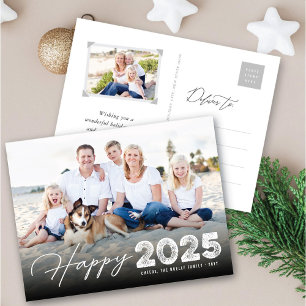 Happy 2025 Typografy Minimalistisch New Year Foto Feiertagspostkarte