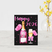 Happy 2026 Cheers To A New Year 2026 Champagne Coq Karte (Gelbe Blume)