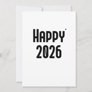 Happy 2026 - minimalistic typography card feiertagskarte