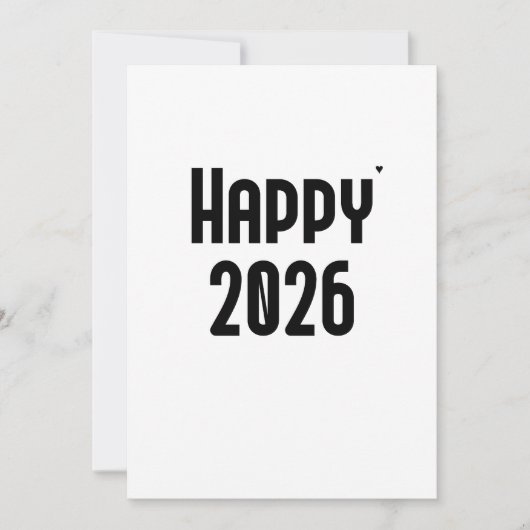 Happy 2026 - minimalistic typography card feiertagskarte (Vorderseite)