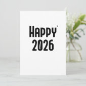 Happy 2026 - minimalistic typography card feiertagskarte (Stehend Vorderseite)