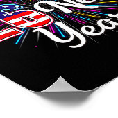 Happy 2026 New Year Patriotic Fireworks Design Par Poster (Ecke)