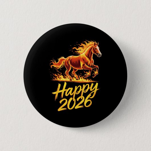 Happy 2026 Year Of The Horse Chinese Zodiac New Ye Button (Vorderseite)