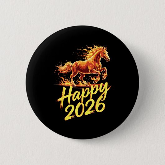 Happy 2026 Year Of The Horse Chinese Zodiac New Ye Button (Vorderseite)