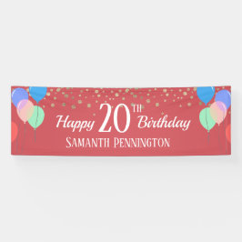 Happy 20. Geburtstag Confetti und Balloons Banner