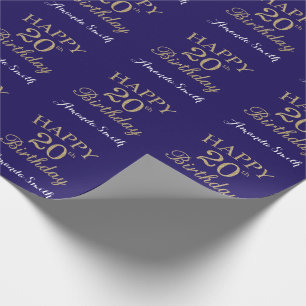 Happy 20. Geburtstag Gold Glitzer und Navy Blue Geschenkpapier