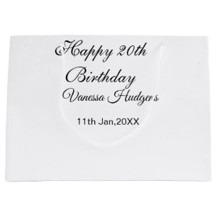 Happy 20. Geburtstag Name Datum einfach minimal Große Geschenktüte