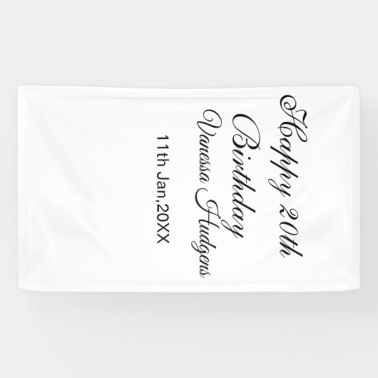 Happy 20. Geburtstag name datum simple minimal Banner (Horizontal)