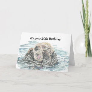Happy 20. Geburtstag Niedlich aufgeregt Otter humo Karte