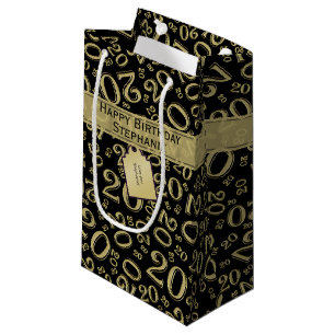 Happy 20. Geburtstag Nummer Muster Schwarz/Gold 20 Kleine Geschenktüte