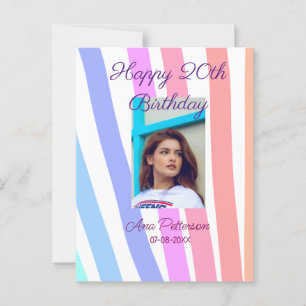 Happy 20. Geburtstag Regenbogen rustikale Boho Lin Postkarte