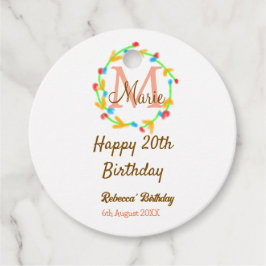 Happy 20. Geburtstag rot Name Monogramm Kranz hinz Geschenkanhänger