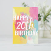 Happy 20. Geburtstagskarte ("Wasserfarben") (Stehend Vorderseite)