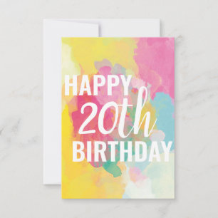 Happy 20. Geburtstagskarte ("Wasserfarben")