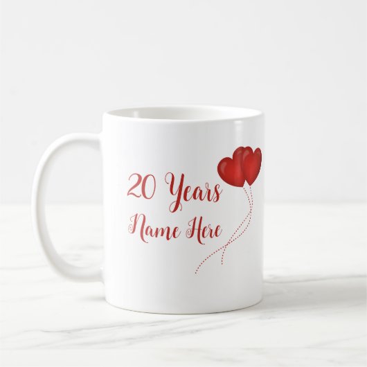 Happy 20 Year Wedding Anniversary Geschenk Custom  Kaffeetasse (Links)