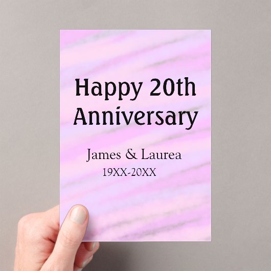 Happy 20th anniversary pink purple pastel name bol acryleinladungen (Insitu (Handheld))