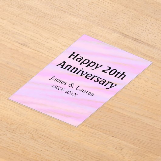 Happy 20th anniversary pink purple pastel name bol acryleinladungen (Ablage )