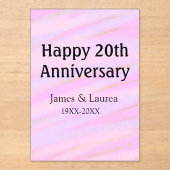 Happy 20th anniversary pink purple pastel name bol acryleinladungen (Vorderseite)