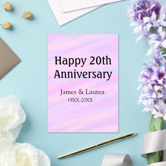 Happy 20th anniversary pink purple pastel name bol acryleinladungen (In Situ (Hochzeit))