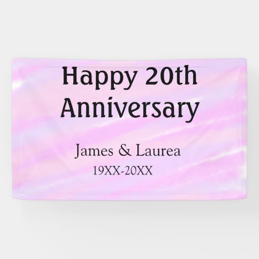 Happy 20th anniversary pink purple pastel name bol banner (Horizontal)
