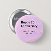 Happy 20th anniversary pink purple pastel name bol button (Vorne & Hinten)