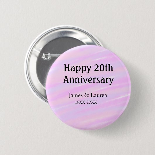 Happy 20th anniversary pink purple pastel name bol button (Vorne & Hinten)