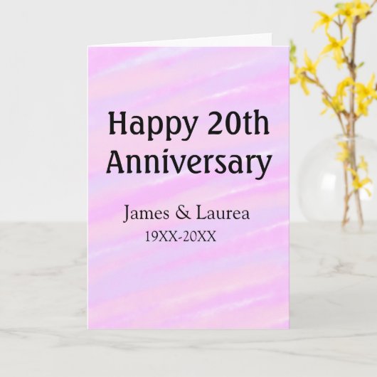 Happy 20th anniversary pink purple pastel name bol karte (Gelbe Blume)