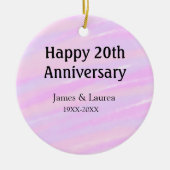 Happy 20th anniversary pink purple pastel name bol keramik ornament (Vorne)