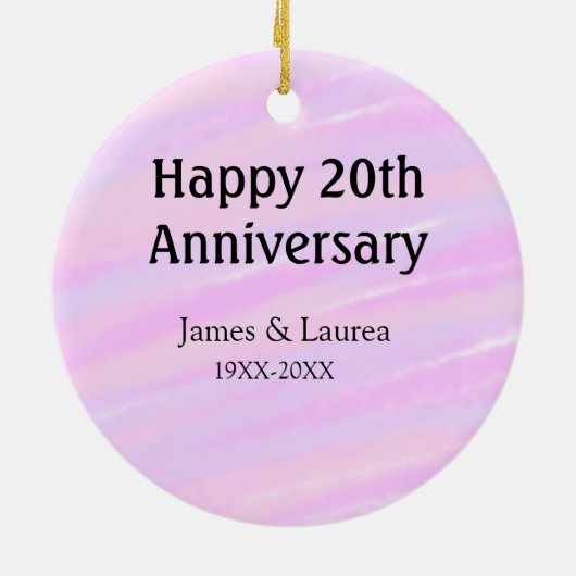 Happy 20th anniversary pink purple pastel name bol keramik ornament (Hinten)