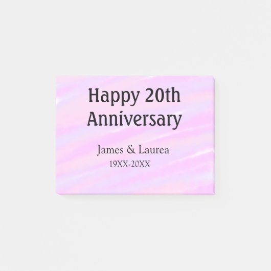 Happy 20th anniversary pink purple pastel name bol post-it klebezettel (Vorderseite)