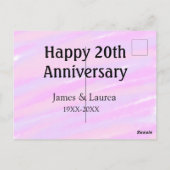 Happy 20th anniversary pink purple pastel name bol postkarte (Rückseite)