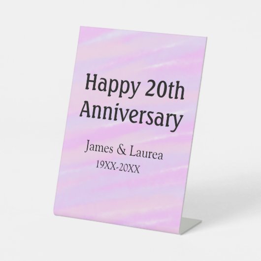 Happy 20th anniversary pink purple pastel name bol sockelschild (Vorderseite)