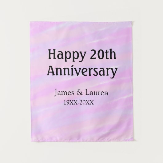 Happy 20th anniversary pink purple pastel name bol wandteppich (Vorderseite)