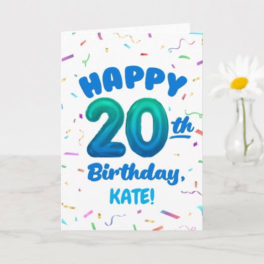 Happy 20th Birthday Card with Custom Name Karte (Kleine Pflanze)