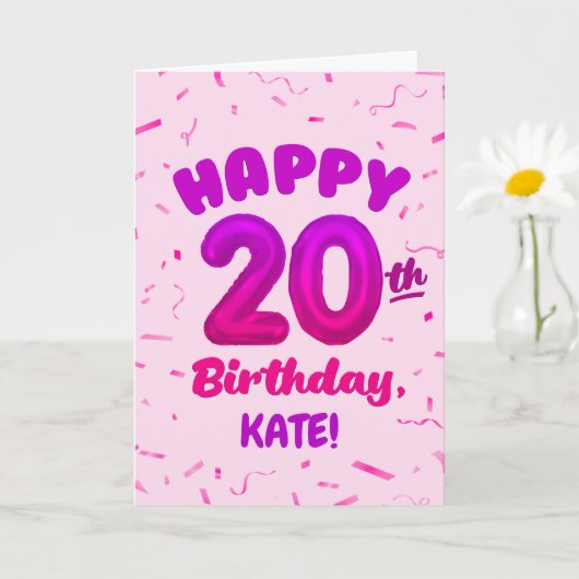 Happy 20th Birthday Card with Custom Name Karte (Kleine Pflanze)