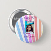 Happy 20th Birthday rainbow rustic boho lines phot Button (Vorne & Hinten)